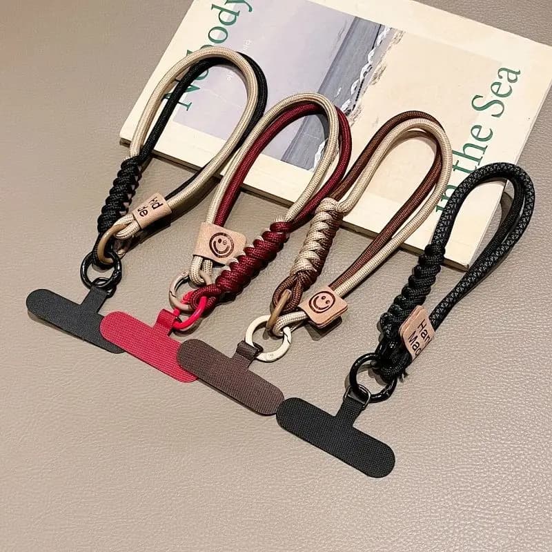 Cordino per telefono in tessuto a contrasto stile britannico INS, corto, portatile, alla moda, custodia per telefono, corda da polso, bambola, ciondolo per bagagli, corda per appendere
