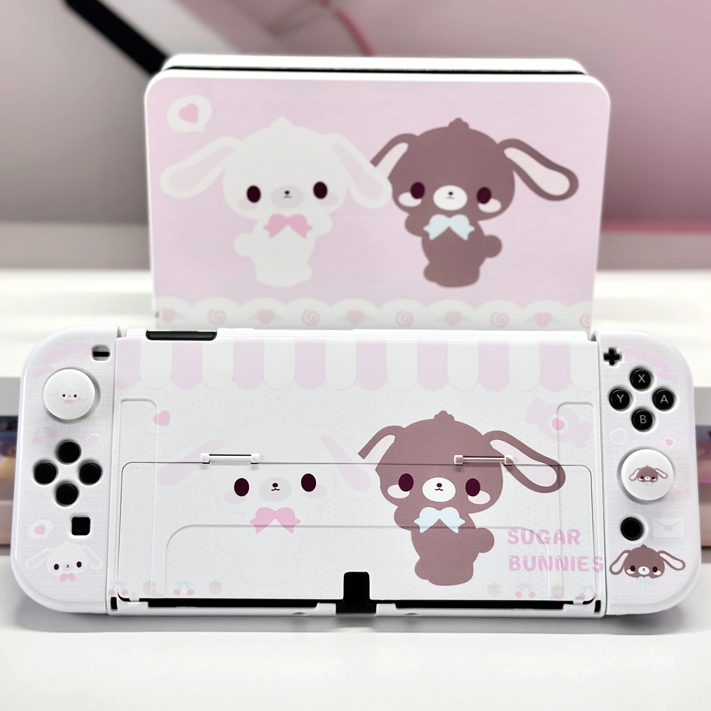 Custodia per interruttori rosa Kawaii Design originale Dessert Bunny Accessorio da gioco per Nintendo Switch 2/OLED/Con Controller di sollevamento Joy-Con Cover