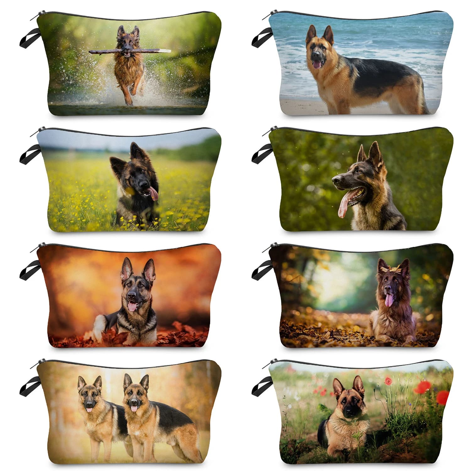 Borsa cosmetica da donna con stampa animalier per cani da pastore borsa da trucco per Mini donna Casual all'aperto Kit da toilette per Organizer da viaggio da spiaggia