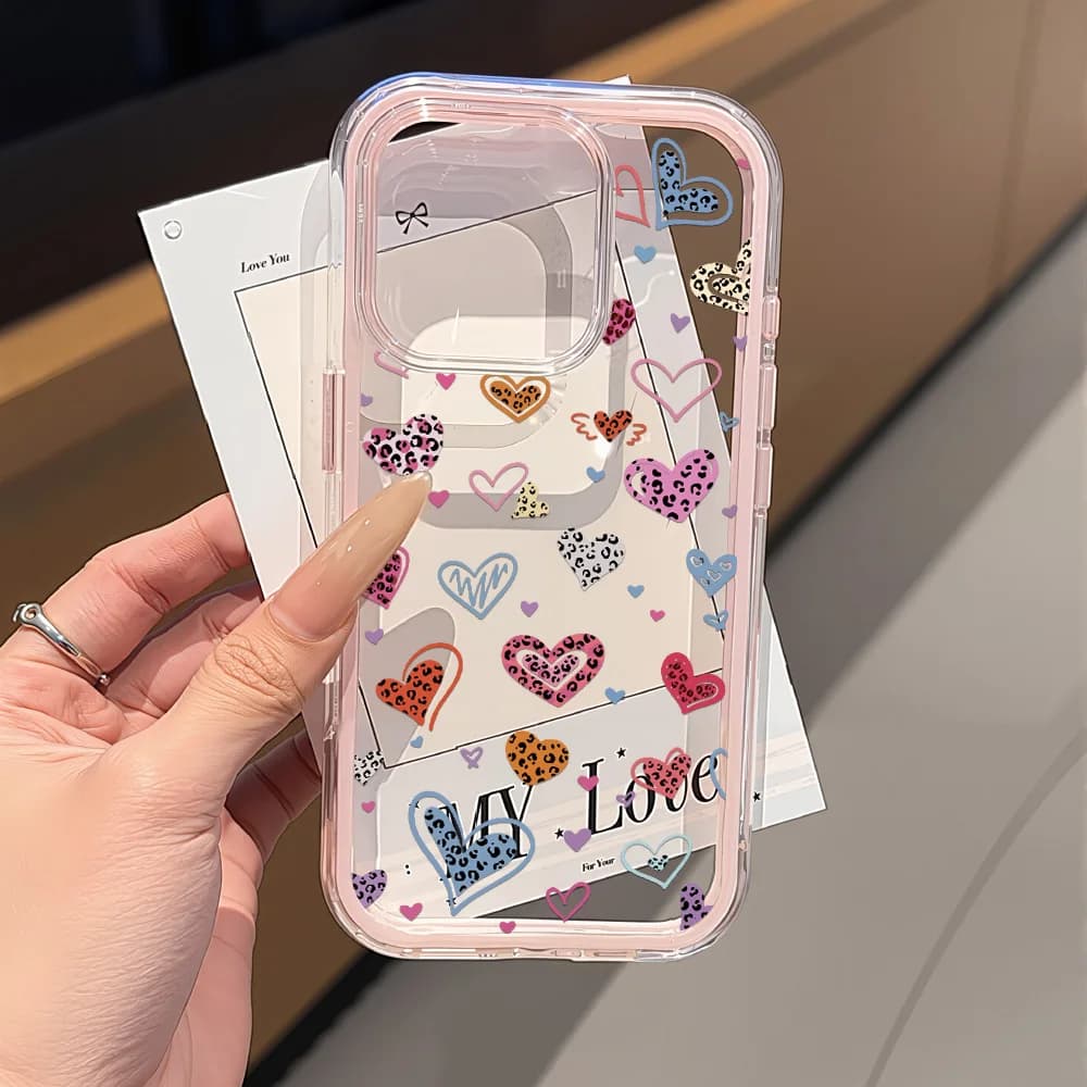 Custodia per telefono 2 in 1 color caramello con cuore d'amore per iPhone 17 Pro Custodia per iPhone 13 11 12 14 15 16 Pro Max Air Custodia morbida antiurto Funda