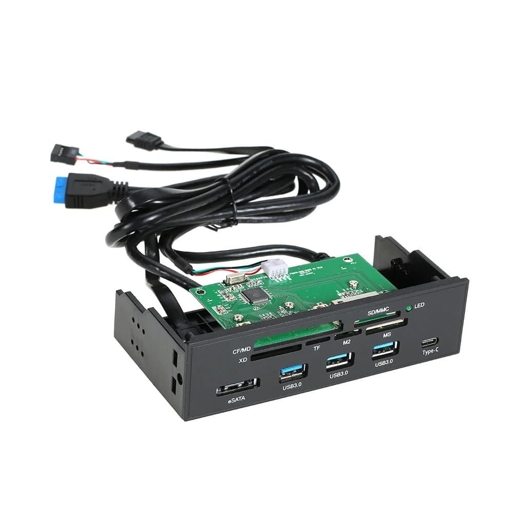 Lettore di schede interne da 5,25 pollici Multi-Funzione Cruscotto PC Pannello frontale Tipo-C USB 3.1 USB 3.0 Supporto CF MD XD MMC TF M2 MS