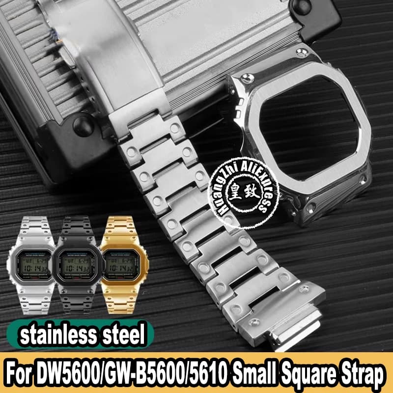 Kit Mod GM5600 cinturino per orologio in metallo + custodia per Casio G-SHOCK 3229 DW5600 GW-B5600/5610 cinturino da uomo in acciaio inossidabile + custodia in metallo Set