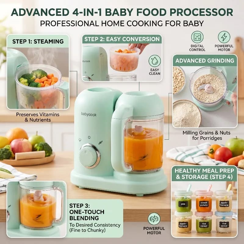 Multi-Function High-precision Baby Food Grinder Small Automatic 4 in 1 Cooking Steamer Cooker Blender Baby Food Machine Blender