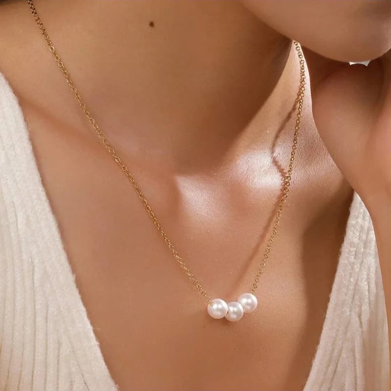 1 pezzo di gioiello alla moda, semplice ed elegante, collana a strato singolo con perle, stile coreano, versatile, collana a catena per clavicola da donna