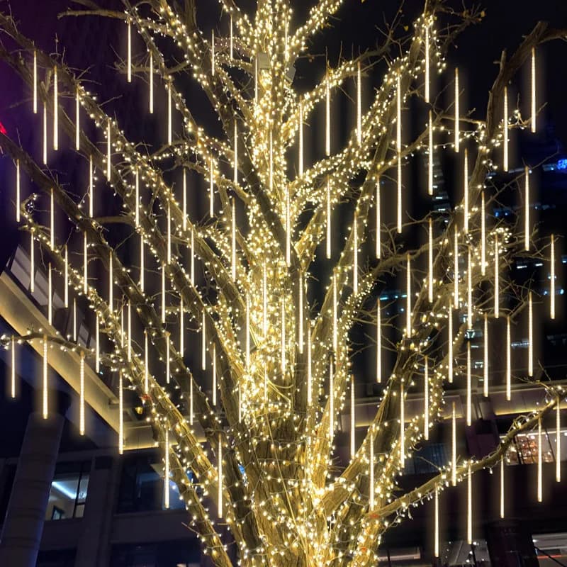 Hott Stock Luci solari per pioggia di meteoriti LED bianco caldo Tubi luminosi per albero di Natale Luci che scorre impermeabili IP65 per esterni Ho