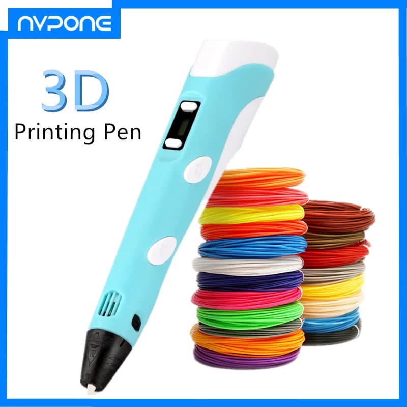 3D Printing Pen DIY Drawing Pen with LCD Display 3D Pen with 10 colors 50 meters Filament PLA Christmas Gift for Baby