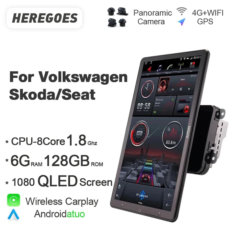 13 "QLED 2 din Android Car DVD Player Bluetooth GPS Wifi Carplay Radio per VW Volkswagen Skoda Octavia Golf Touran Passat Jetta