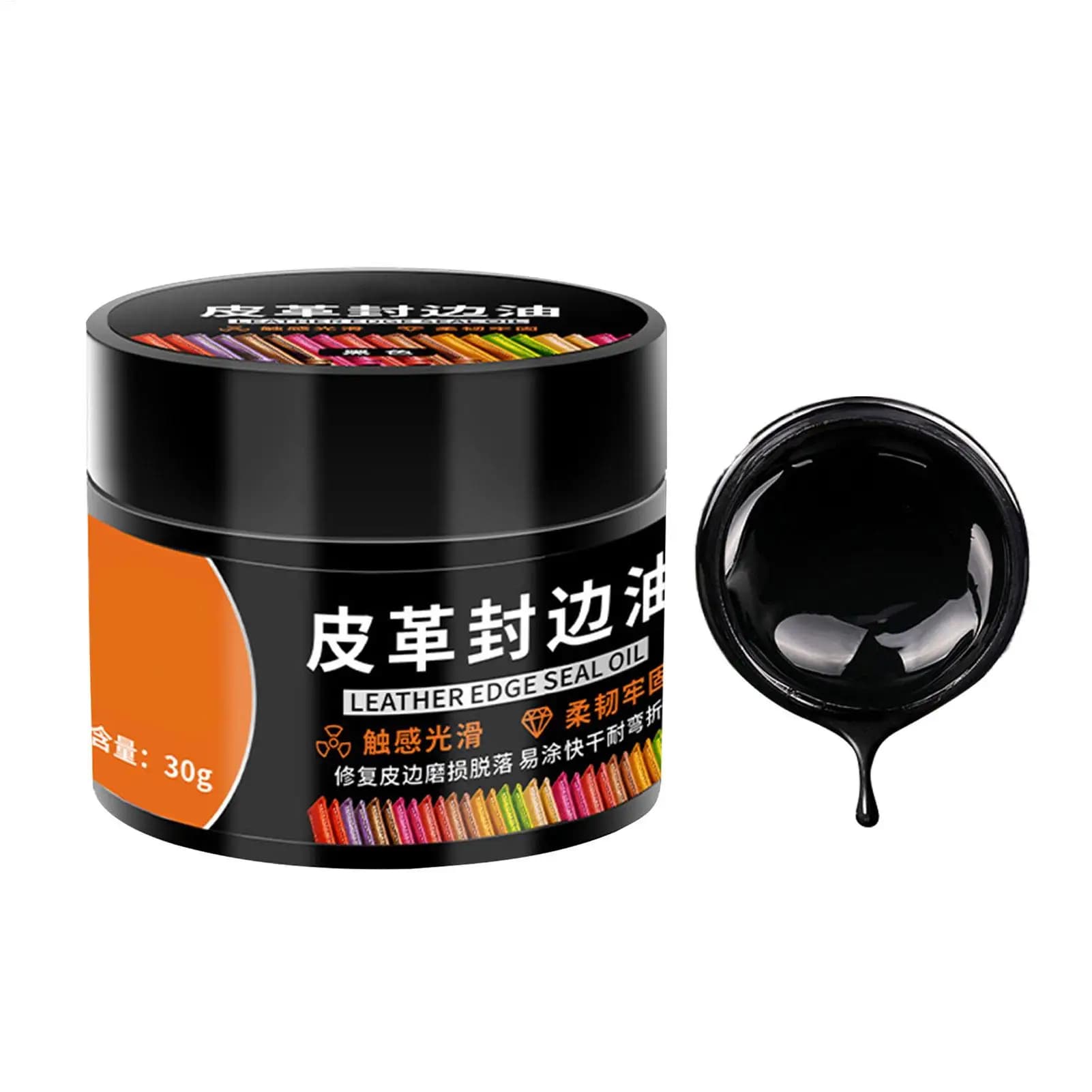 Olio per Bordi in Pelle da 30g, Olio Nero per Finitura Bordi in Pelle Ripara usura, scolorimenti e sfaldature - adatto per borse, scarpe, giacche