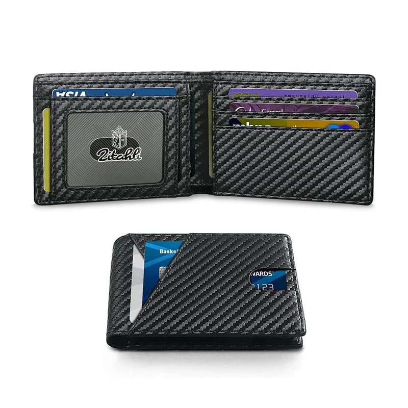 Portafoglio da uomo ultra sottile con 11 slot per carte di credito in pelle con blocco RFID Portafoglio bifold piccolo e sottile da uomo
