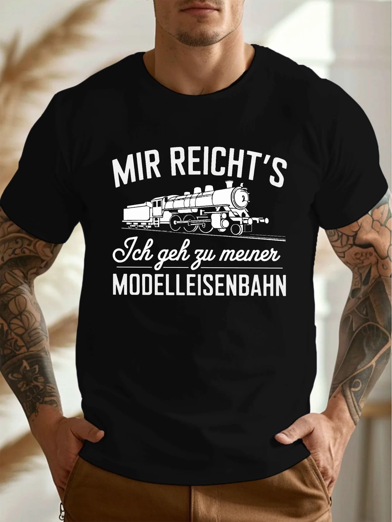 Men's T-shirt with retro and locomotive steam trains print by Mir Reich - Vintage clothing for train enthusiasts