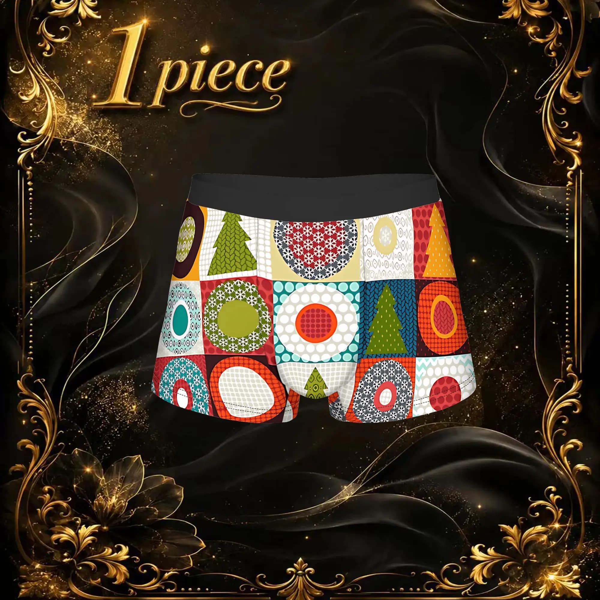 1pc Popular Geo Christmas boxers Novelty Panties Men's Underwear Print Shorts Boxer Briefs