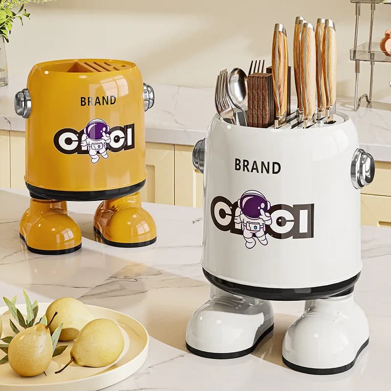 Home kitchen knife holders, creative storage for dishes, cartoons, with multifunctional wand holder for drainage water