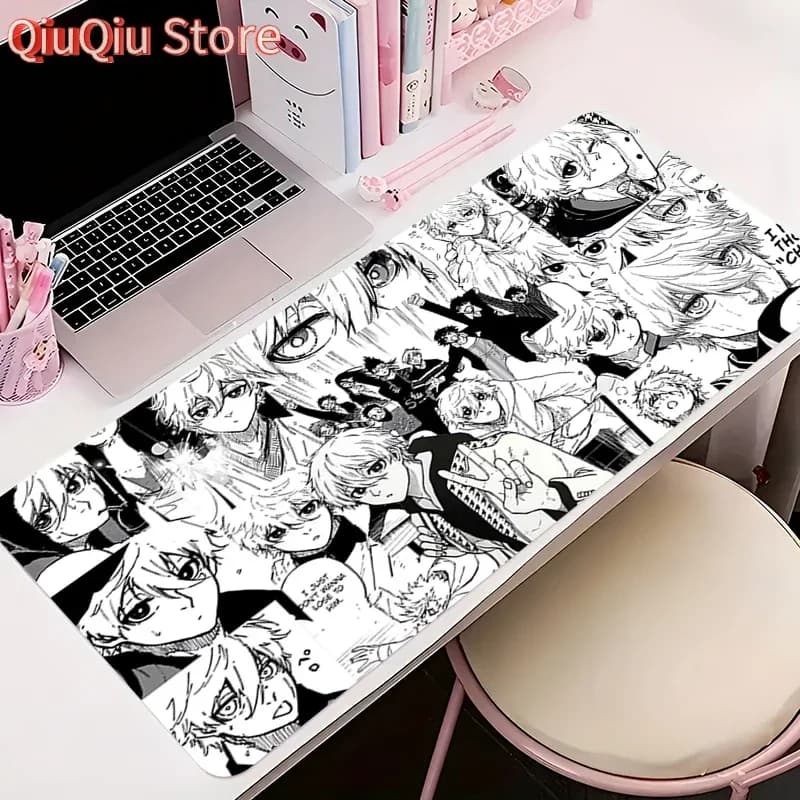 Tappetino per mouse Accessori da gioco per PC Armadietto per computer Tappetino esteso Tappetino per mouse antiscivolo Anime B-blu Blocco tastiera Tappetino per scrivania da ufficio