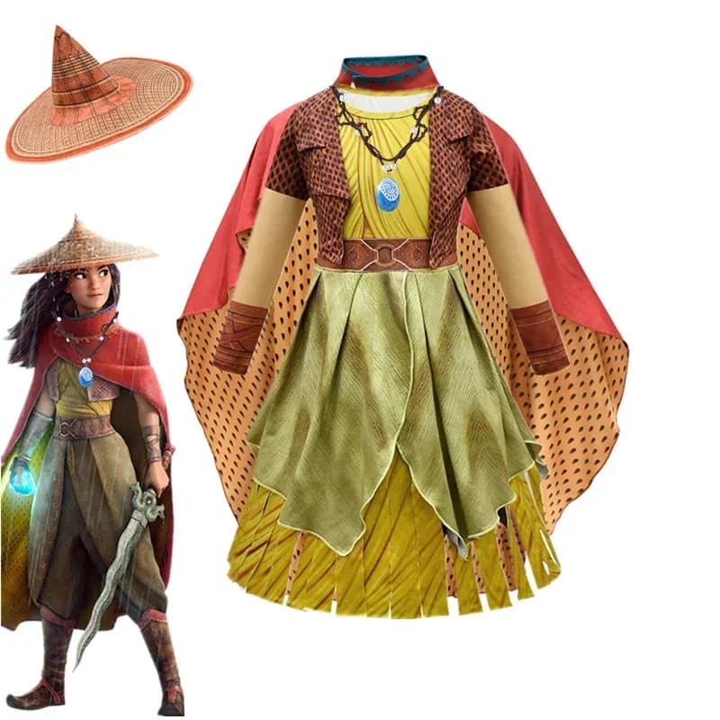 ♥ Nuovo Costume 2026 Il Ultimo Drago e R-Raya per Halloween, Abbigliamento Cosplay Anime per Bambini, Vestito da Principessa per Bambini ♥ ♥ ★