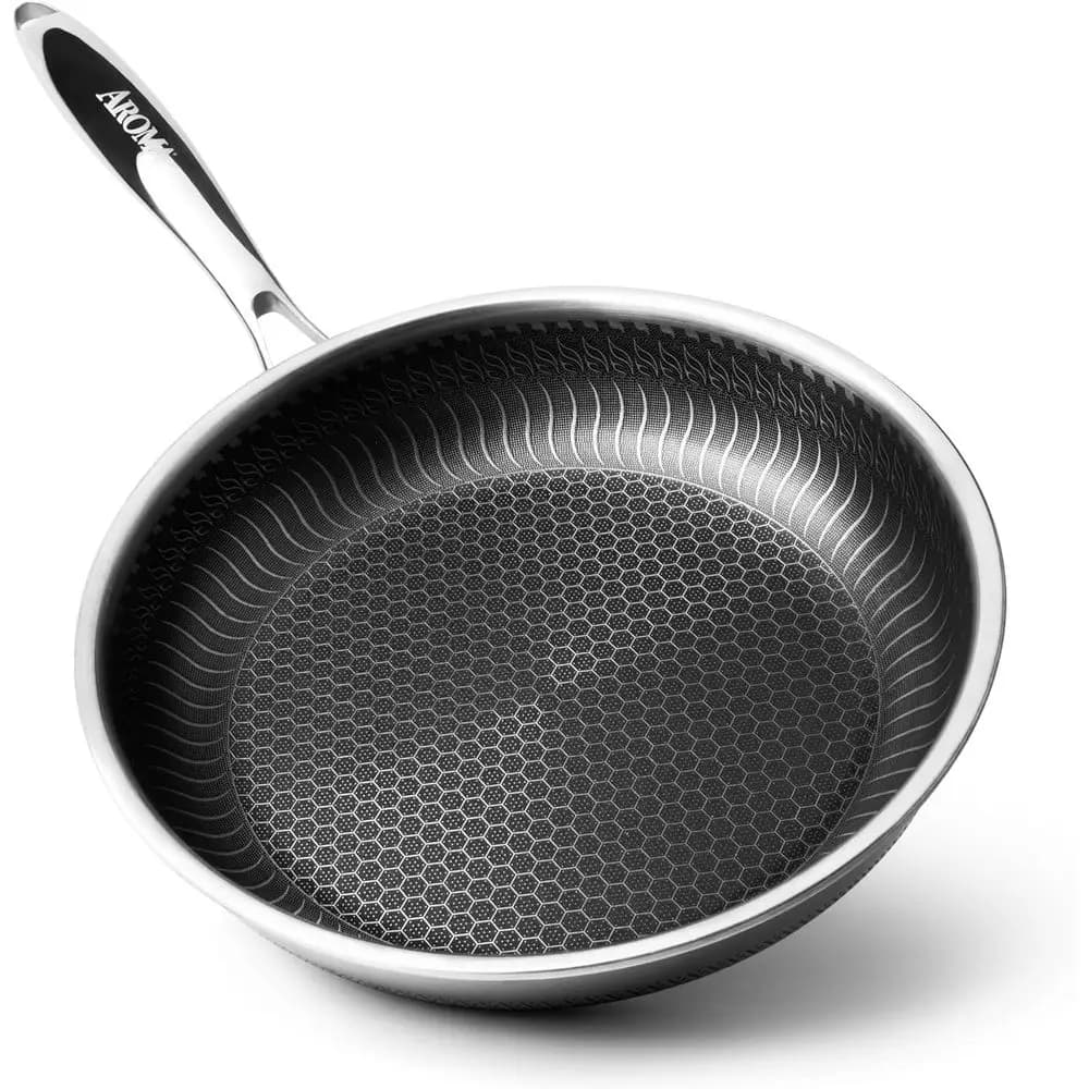 Stainless Steel and Ceramic 10 Inch Plate with Bee Nide Surface and Anti-scratch Protection