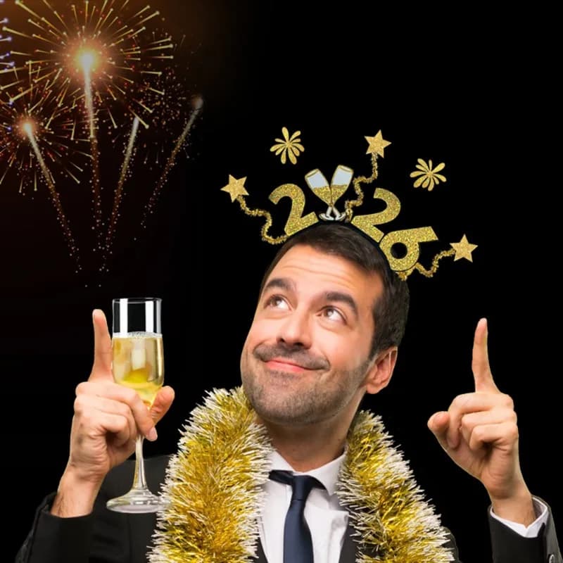 Hairband with fireworks for New Year 2026, hair clips with Happy New Year, party accessory for women and girls