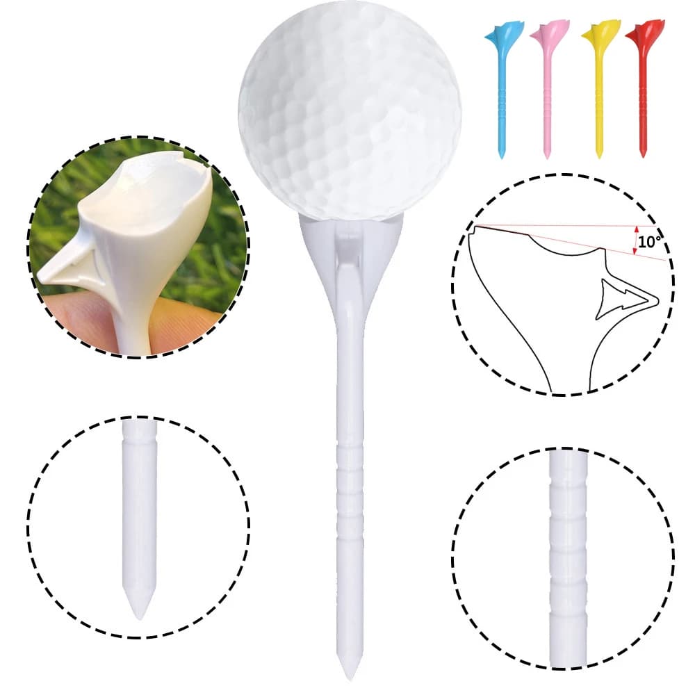 Maglietta da golf 20/50 pezzi 10 ° Supporto per tee per palline da golf in plastica da 83 mm, leggero e durevole, per allenamento da golf