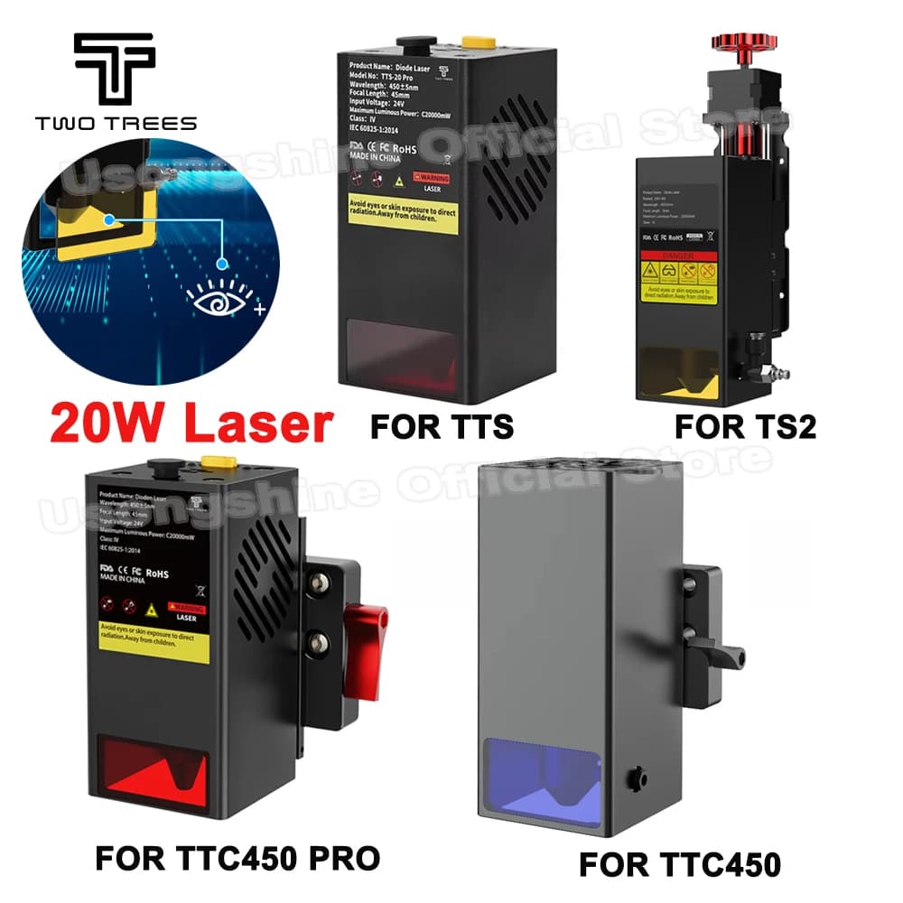 Modulo laser da 20 W 450 nm Laser continuo veloce ad alta precisione CNC taglierina per stampante per incisore per TTC6050/TTS/TS2/TTC450/TTC450 Pro