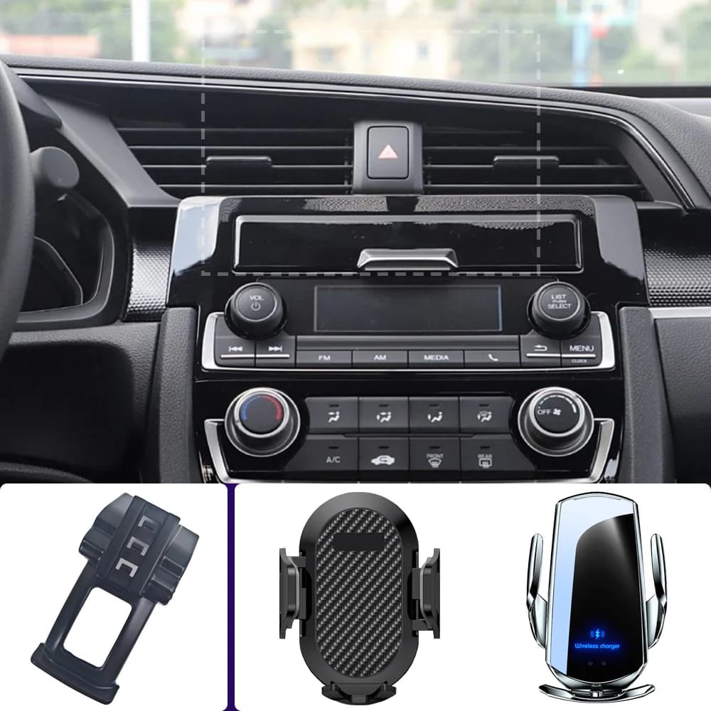 Car Phone Holder For Honda Civic MK10 2017 2018 2019 2020 2021 Mobile Phone Mounts Car Wireless Charging Special Fixed Base