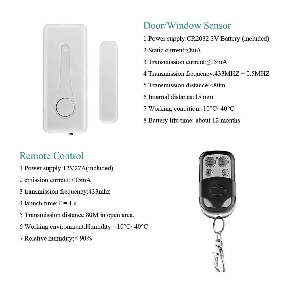 B68C Tuya Sistema di allarme di sicurezza domestica intelligente Kit di allarme antifurto Wifi Rilevazione di porte e finestre Sensore di rilevamento del corpo umano