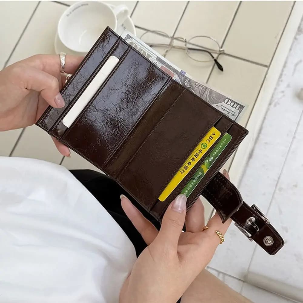 Casual Korean Style Women Short Wallet Ultra Thin Purse Coin Pouch Multi-function Zipper PU Leather Card Holder Travel