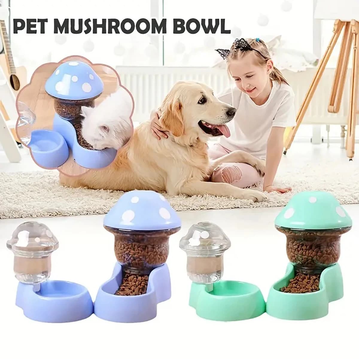 Tipo di fungo Ciotola per gatti per cani da compagnia Alimentatore automatico Ciotola per cibo per gatti Bottiglia d'acqua potabile Ciotole per cuccioli di gattino Ciotola per gatti