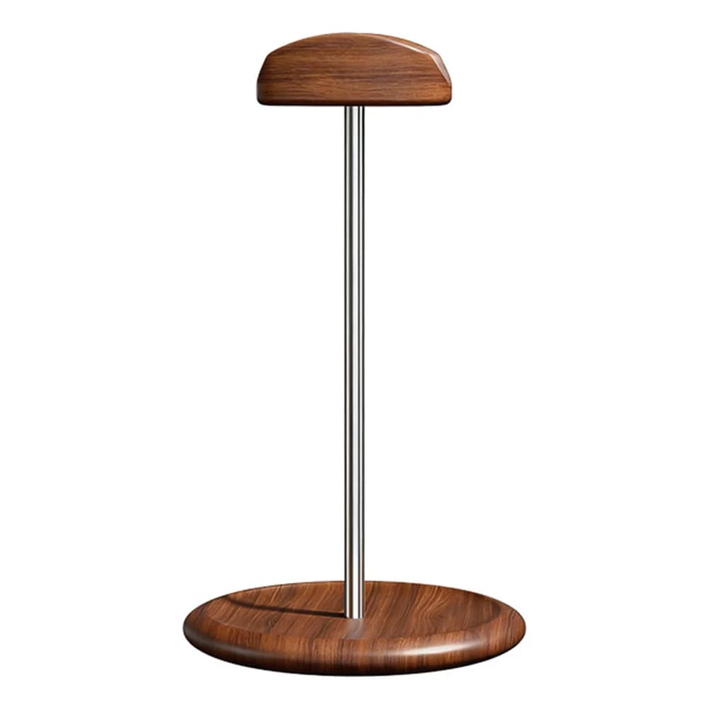 Wooden Headset Stand with Aluminum Base for Gaming Headphones and Studio Headphones Walnut Desktop Headphone Holder