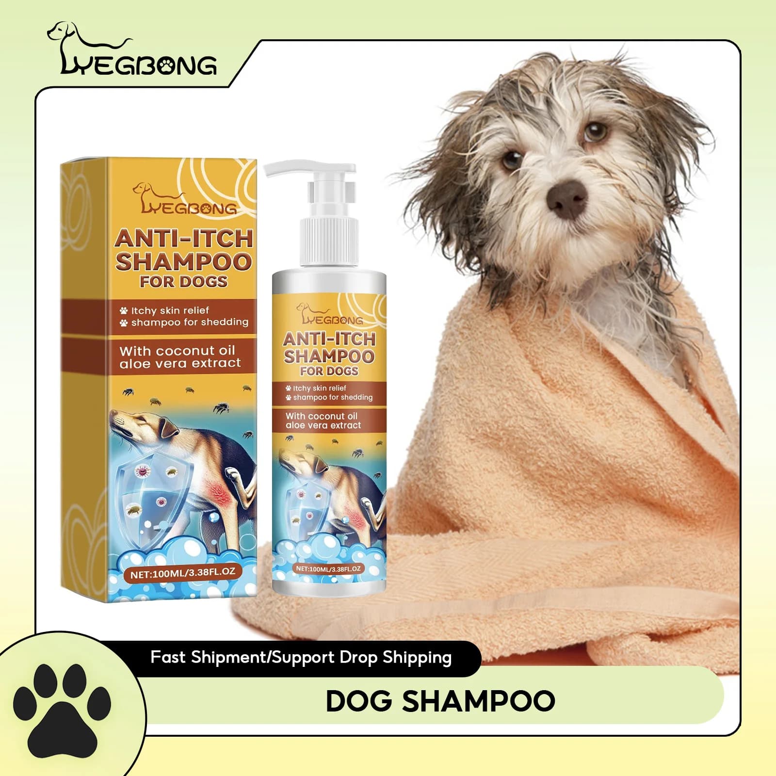 Shampoo per cani Balsamo idratante per pelli sensibili PH equilibrato Anti prurito Uccidi Rimozione degli acari della sporco Schiuma per la pulizia degli animali domestici