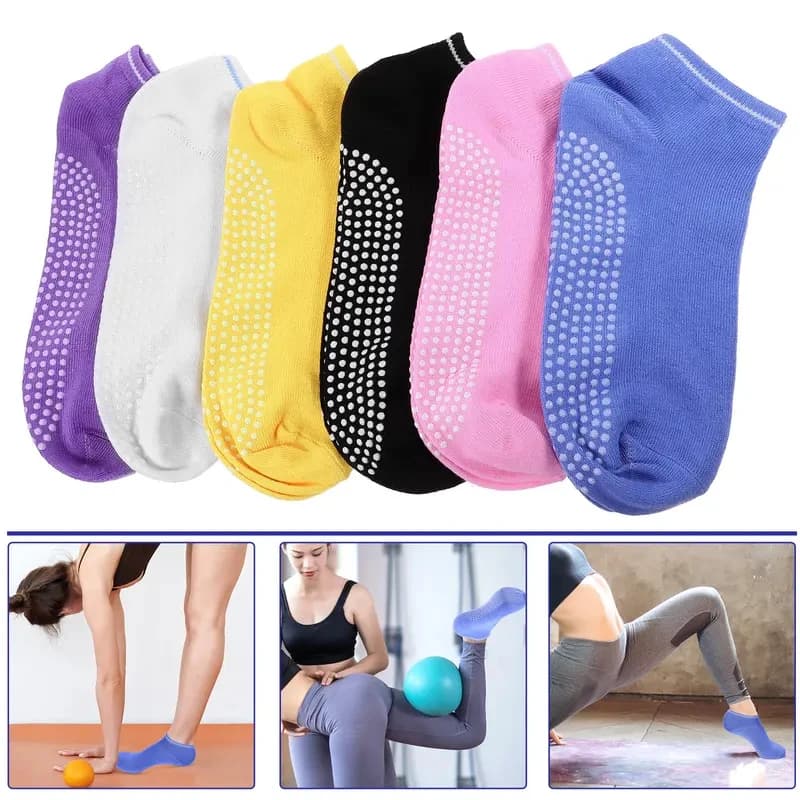 1-10Pairs Non Slip Yoga Socks Premium Breathable Comfortable Anti Skid Ankle Socks For Dance Pilates Trampoline Sports Casual