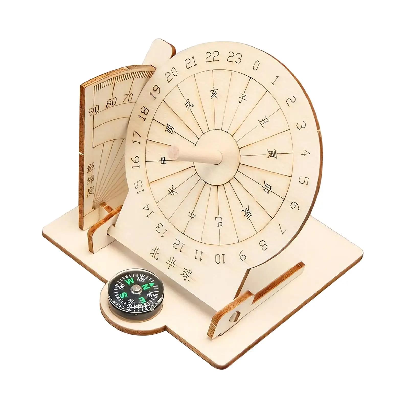 Modello di orologio conundial in legno Assemblaggio fai-da-te Giocattolo didattico Progetti scolastici Modello di esperimento scientifico astronomico per studenti Ragazzi Ragazze