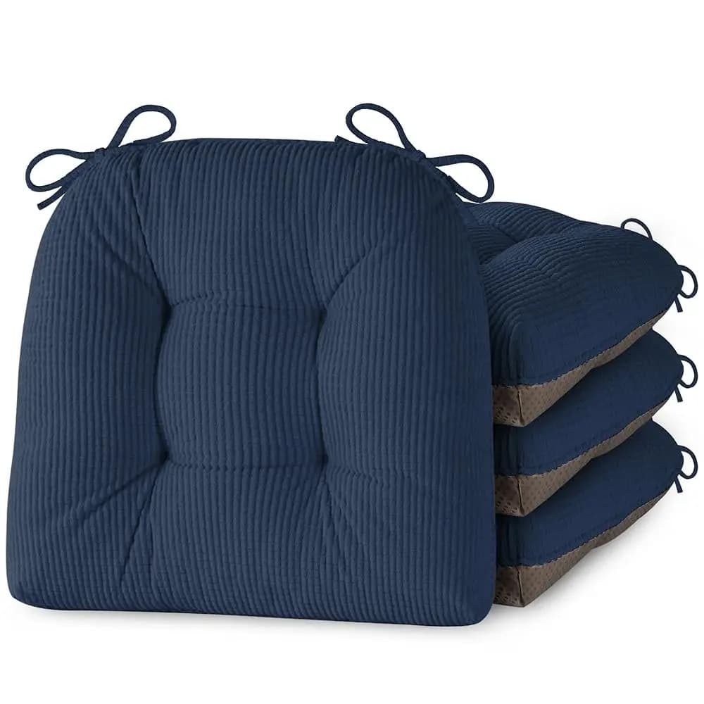 Set di 4 Cuscini per Sedie da Cucina, Imbottiti e Confortevoli con Lacci, Antiscivolo