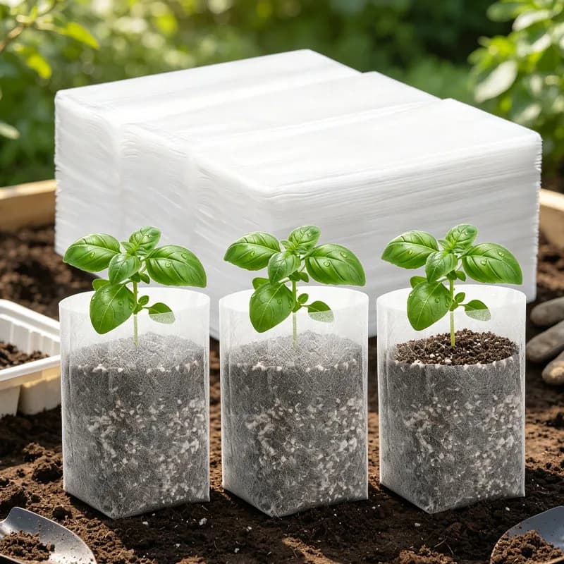 100-1000PC Biodegradable Nursery Bags Flat Mouth Seed Starting Grow Bags with Foldable Edge for Vegetable Flower Tree Planting