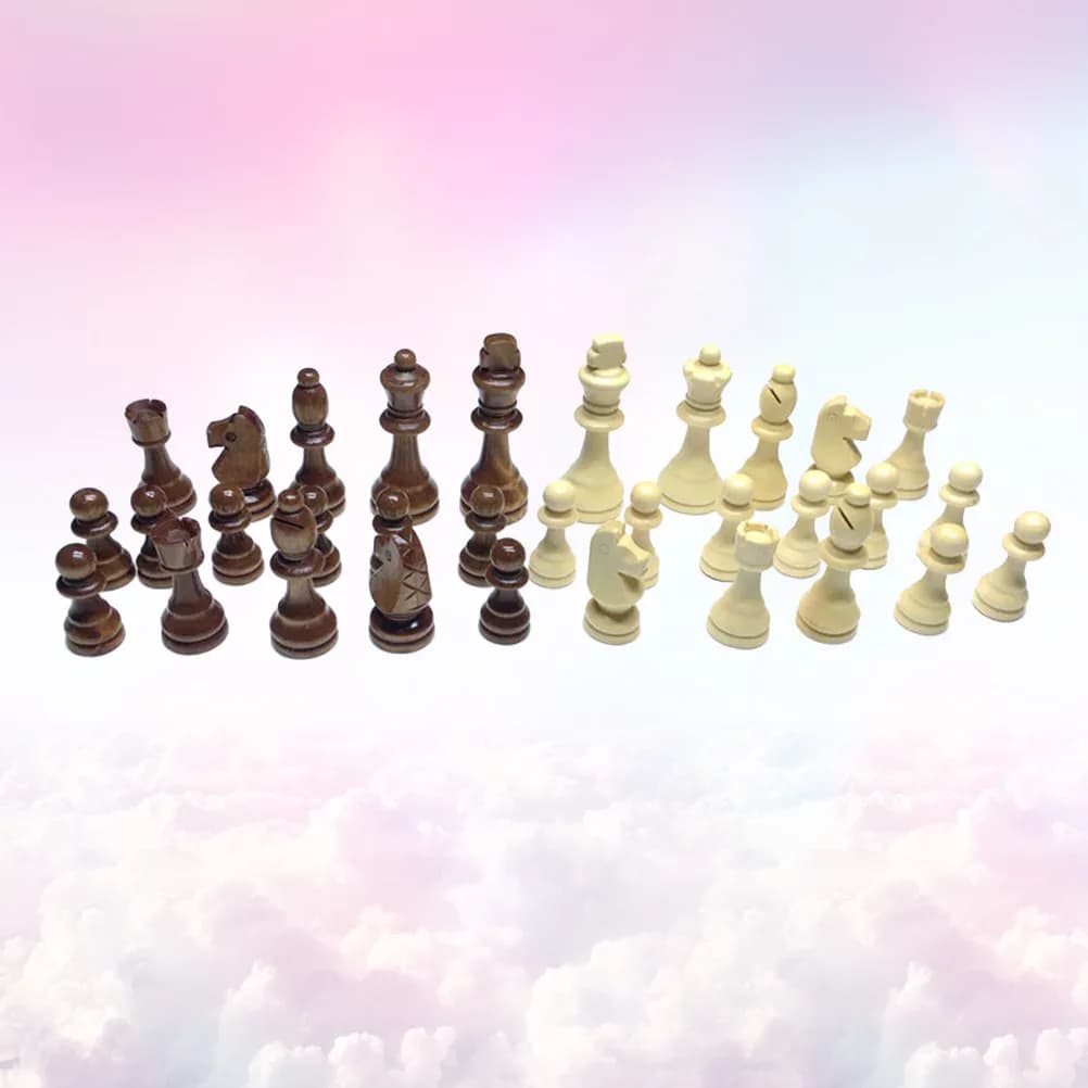 Set di 32 Pezzi degli Scacchi in Legno, Gioco Educativo per Principianti, Materiale in Legno Naturale, Migliora la Pazienza e il Pensiero Logico