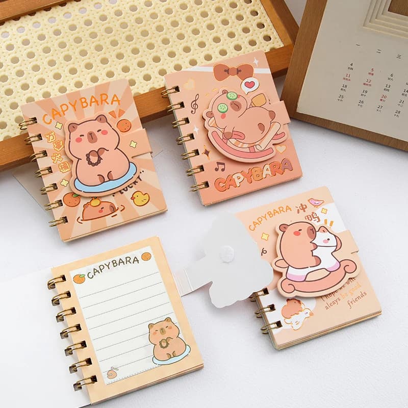 Quaderno a spirale A7 Cartoon Capybara Mini blocco note Diario Agenda Planner Simpatico quaderno a spirale tascabile Cancelleria per studenti
