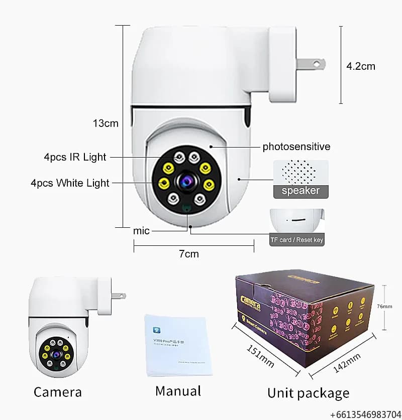 Telecamera di Sorveglianza Domestica Solare IP Wireless WiFi HD con Batteria Integrata