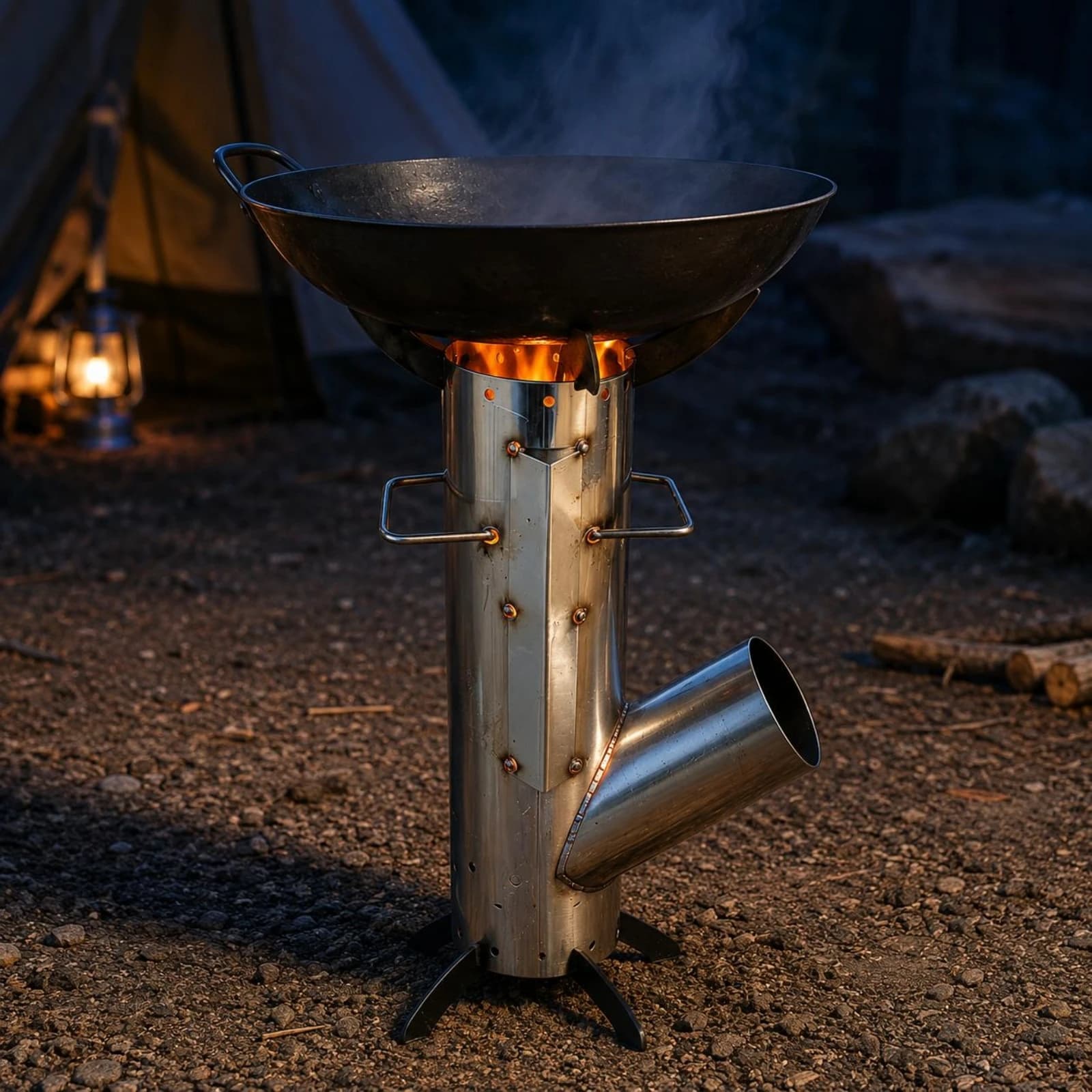 Fornello da Campeggio Pieghevole Leggero Design Argento Portatile per Cucina all'Aperto
