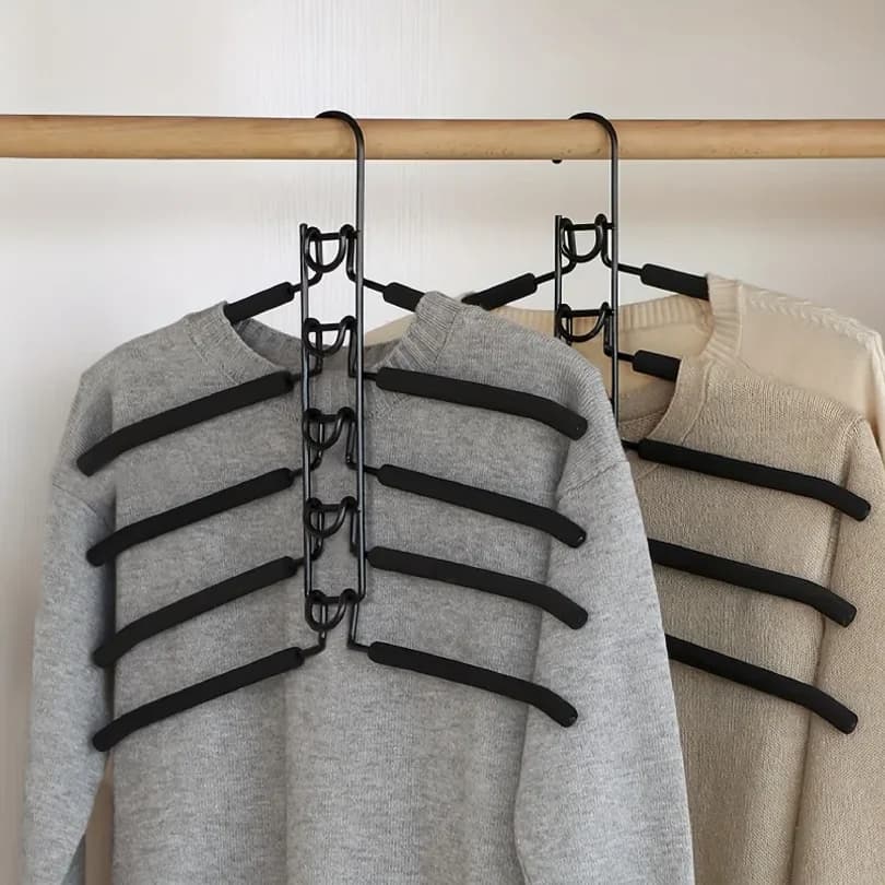 1pc Heavy-Duty Space-Saving Clothes Hanger - Multi-Layer Metal Garment Organizer with Non-Slip Foam Pads, Sturdy Closet Hanger