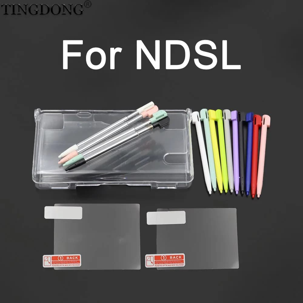 Custodia protettiva rigida trasparente per NDSL con protezione per lo schermo e kit penna stilo