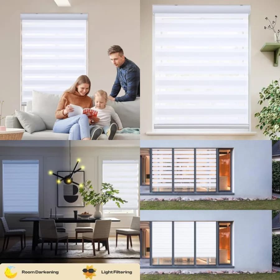 Tende a Rullo Zebra per Finestre Senza Corde Giorno e Notte Filtranti a Doppio Strato 29 x 72