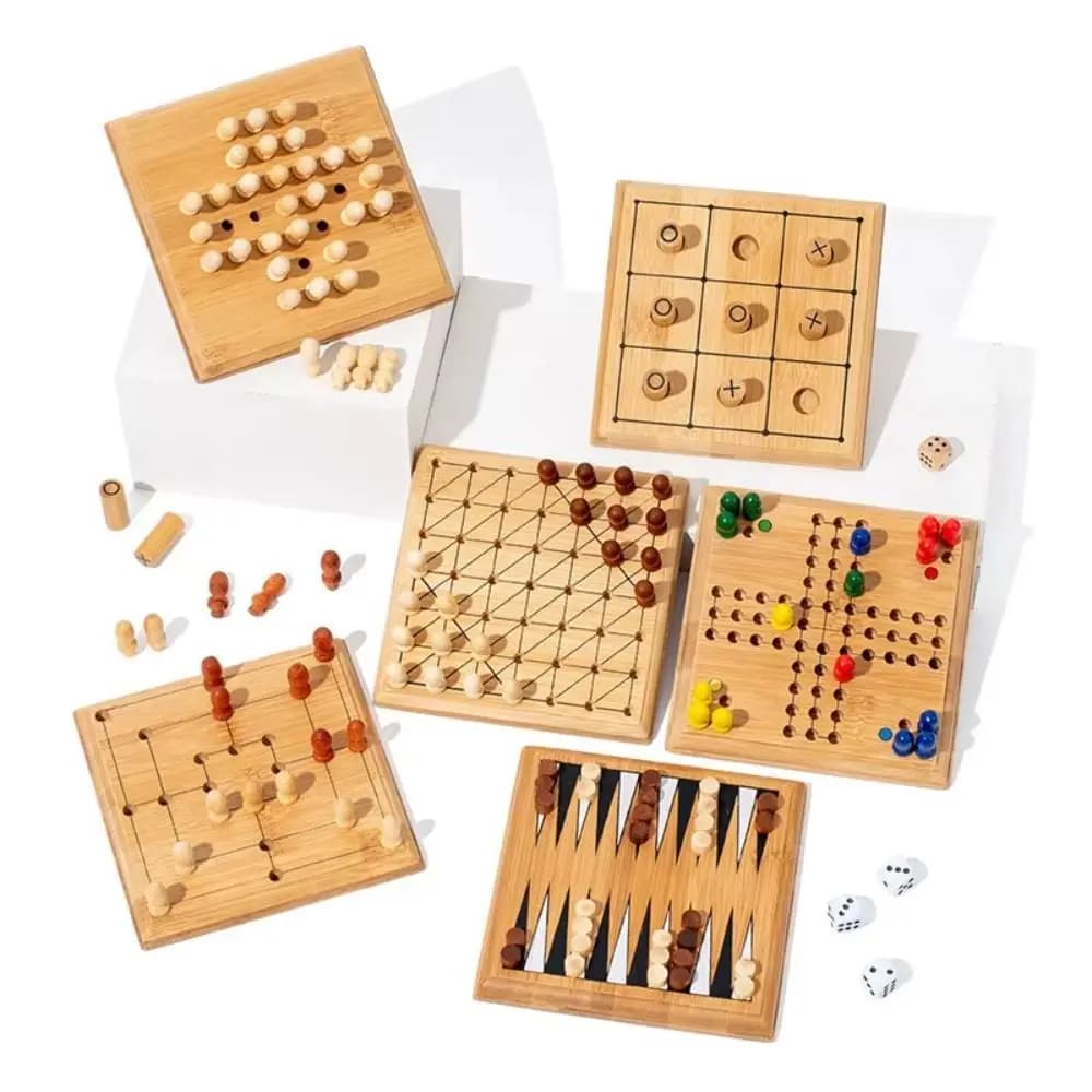 Mini Scacchiera in Legno, Gioco da Tavolo Portatile per Migliorare l'Intelligenza, Backgammon e Dama, Educativo
