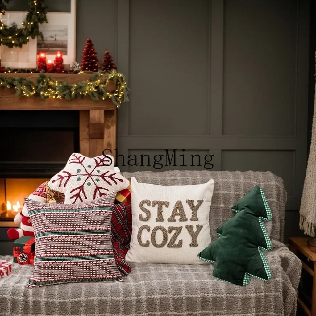 Cuscino Decorativo Natalizio Moderno a Forma di Fiocco di Neve, Peluche per Divano, Regalo Decorativo