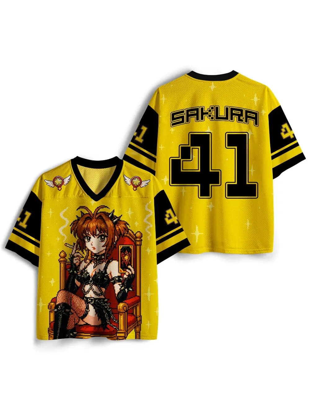 T-shirt per adulti e bambini American Ice Hockey Wind Magic Card Girl Sakura con stampa pixel 3D a maniche corte per sport e tempo libero