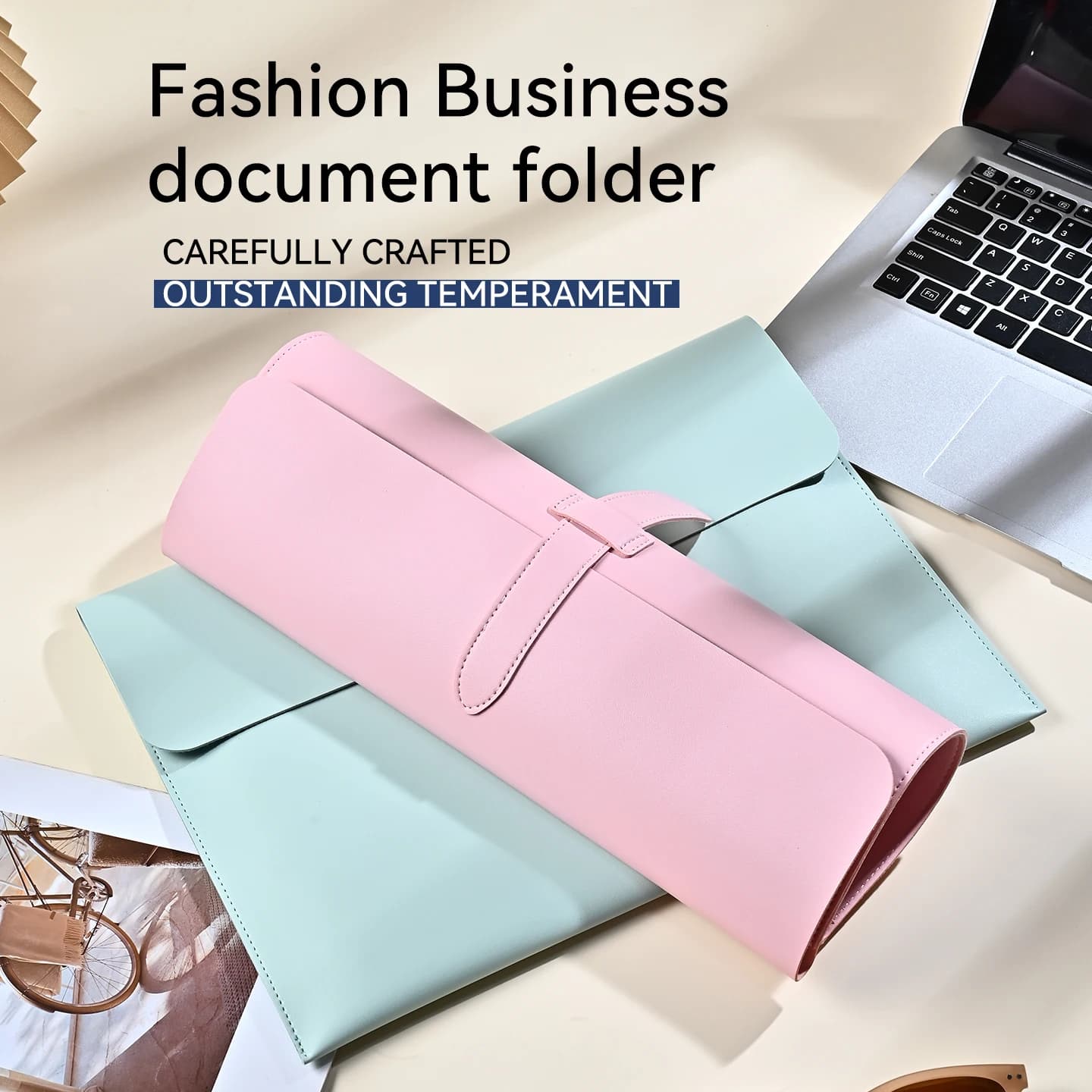 A4 Faux Leather File Folder Envelope Document Organizer Bag for Office Business