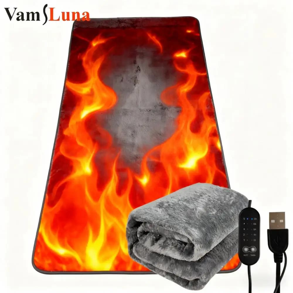 Coperta riscaldante elettrica USB Riscaldatore caldo in peluche Cuscinetti riscaldanti con temporizzazione della temperatura regolabile per uso invernale in camera da ufficio domestica