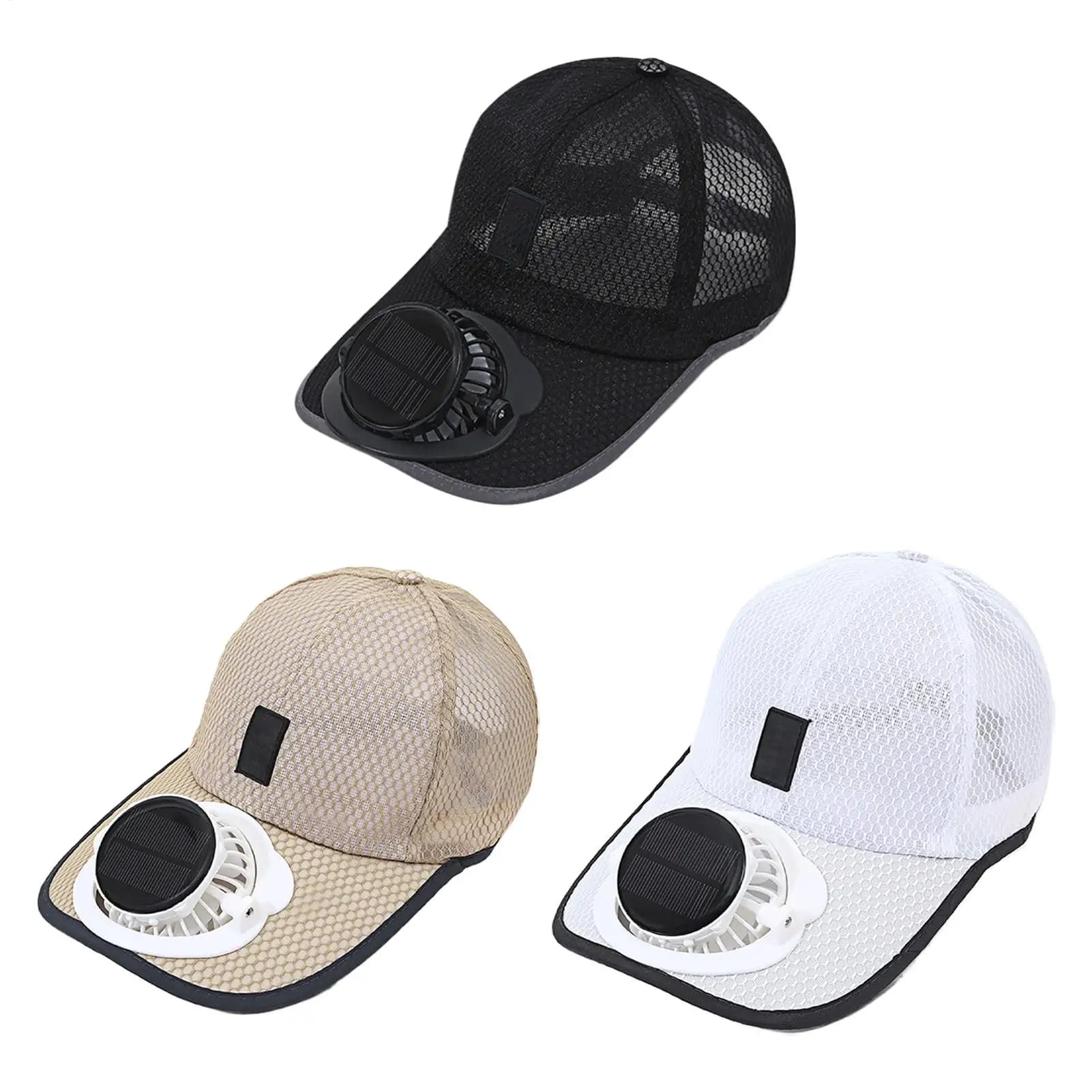 Solar Powered Caps with Fan Summer Breathable Mesh Sun Protection Outdoor Baseball Hat for Men USB Rechargeable Cooling Headwear