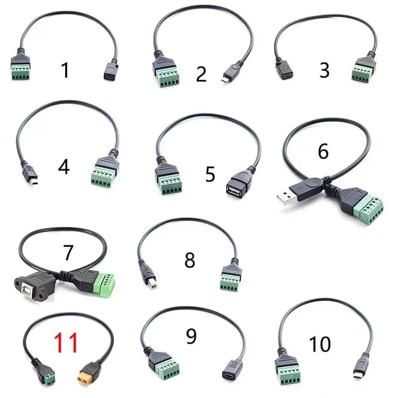 Cavo Adattatore USB 2.0 Femmina B Micro USB Mini XT60 Tipo-C Maschio a Connettore Femmina a 5 Pin con Terminale a Bullone e Protezione, 1ft