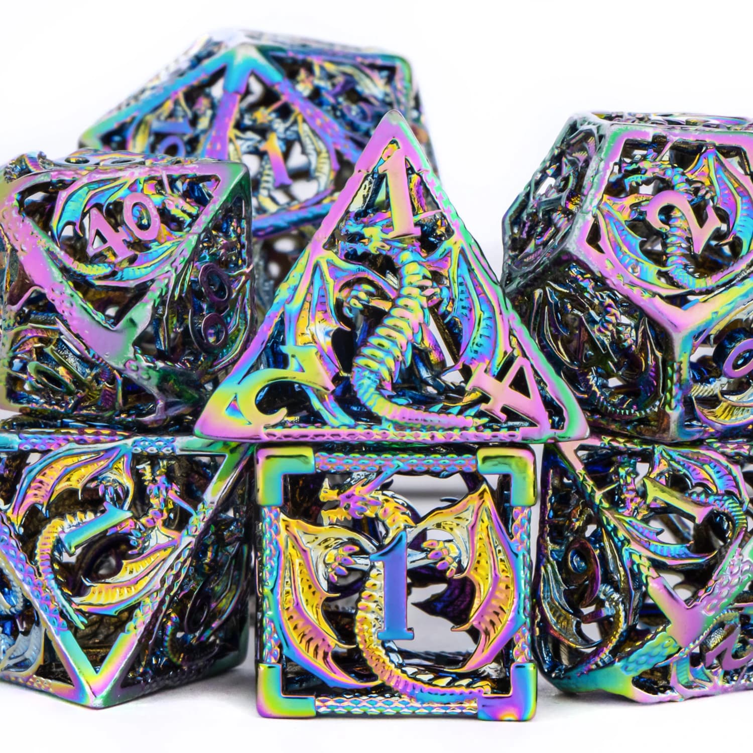 Set di Dadi in Metallo per Dungeons and Dragons, Dadi Poliedrici Regalo, Set di Dadi per Giochi di Ruolo, Dadi Poliedrici Cavi D20