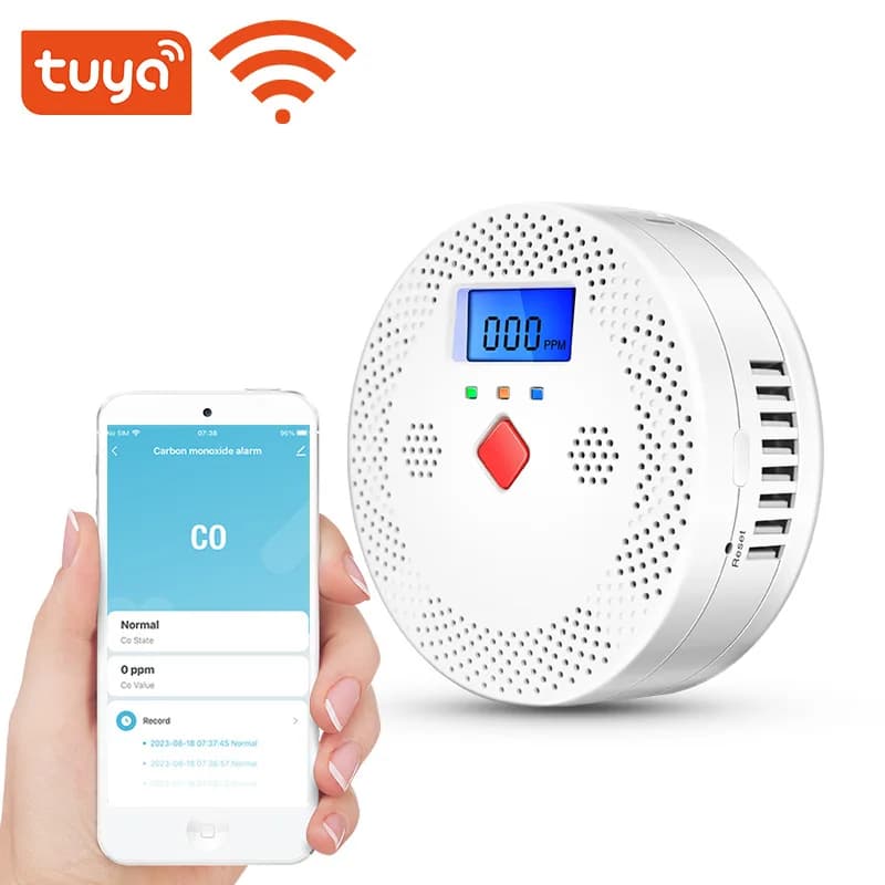 WiFi Smart Rilevatore di monossido di carbonio Allarme Avviso sonoro Display digitale LCD Home Indoor Monitor CO in tempo reale Avvelenamento