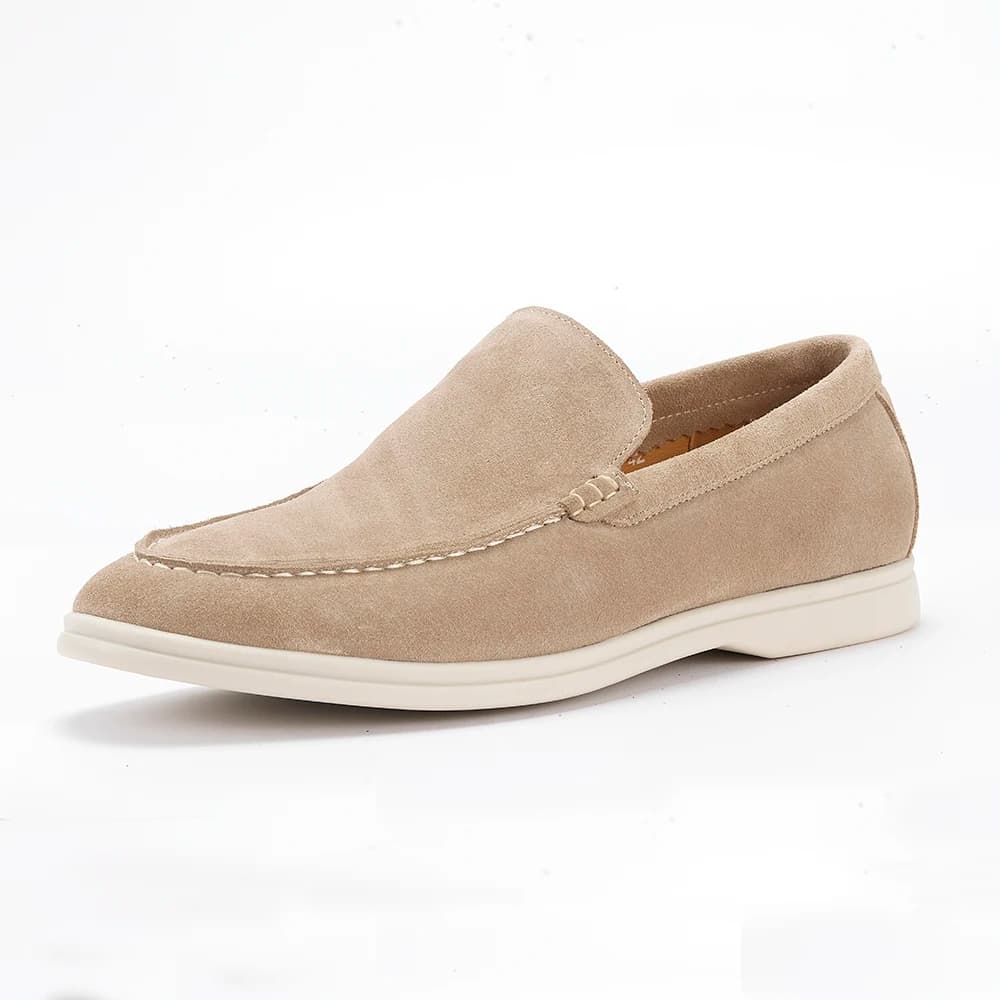 Men's Suede Leather Penny Loafers Slip-On Flats Moccasins Casual Shoes Comfortable Peas Design