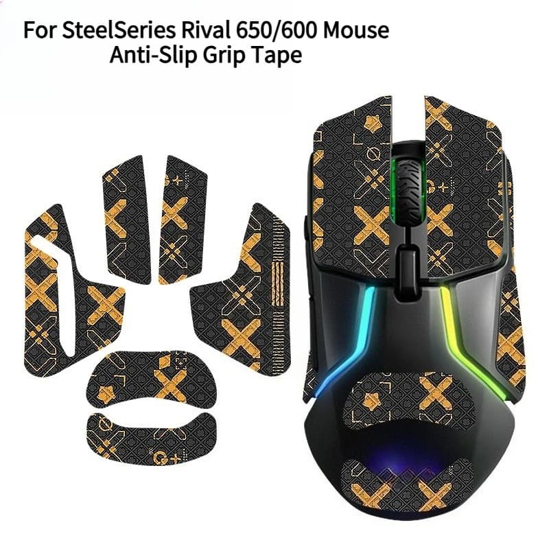 Anti-Slip Grip Tape For SteelSeries Rival 650/600 Mouse&Mouse Skates Premium Sweat Pad Kit,Full Protective Decals for Gaming Use